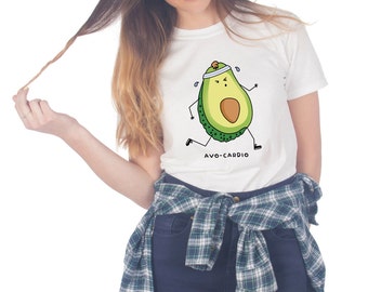 Avo-cardio T-shirt Top Shirt Tee Fashion Funny Avocado Cardio Fitness Gym