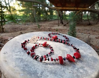 Red Coral and Black Obsidian