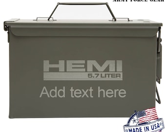 Hemi 5.7 Liter Custom Engraved 30 / 50 Cal Ammo Can Personalized Dad Gift, Cool Guy Gifts Father's Day Gift, Grandpa Gift,Groomsmen