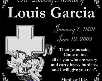 Personalized Memorial 12"x12" Custom Engraved Christian Headstone Granite Grave Marker Plaque LG1