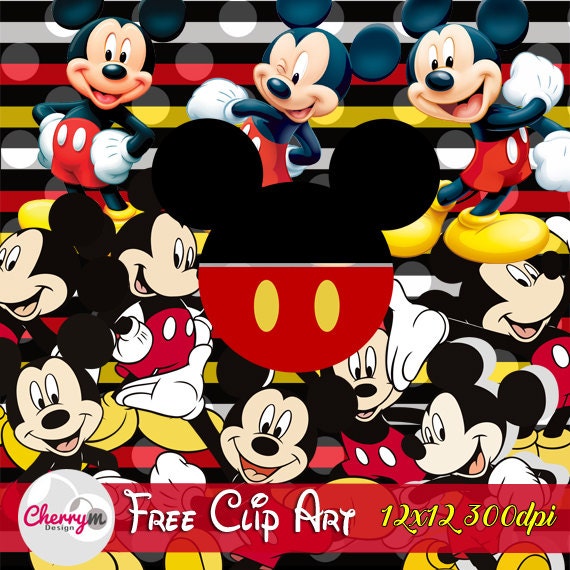 Mickey Mouse digital paper FREE Clip art, scrapbook papers, wallpaper