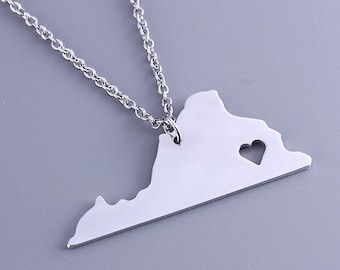 I heart Virginia Necklace - Virginia Pendant - State Charm - Map necklace - Map Jewelry