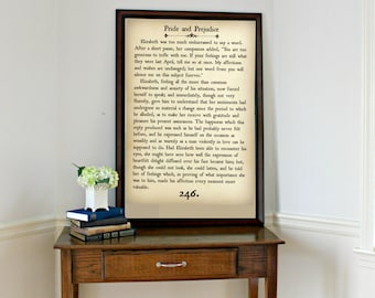 PRIDE AND PREJUDICE - Book Page Wall Art - Book Lovers Large Wall Poster- Great For Home Decor or Gift