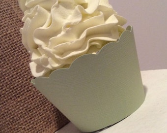 Sage Green Cupcake Wrappers, Pear Green, Wedding Cupcake Wrappers