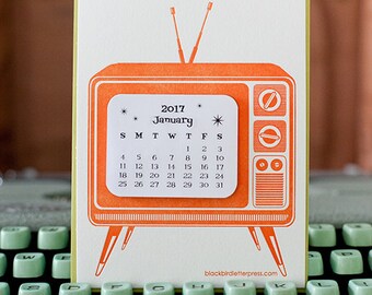 letterpress TV mini calendar 2018