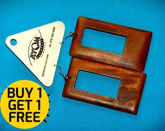 Rectangular Wooden Earrings - KEMET