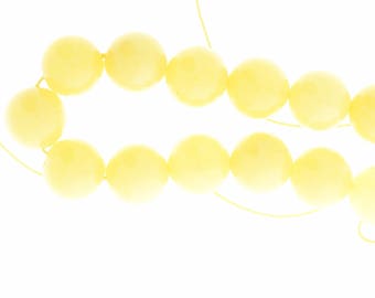 Yellow dyed jade beads , round , 14mm , 09148.25