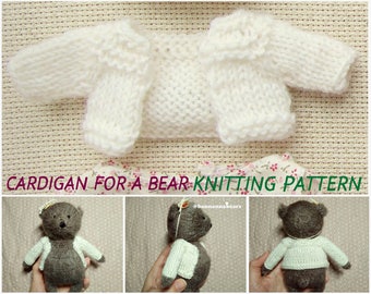 Bear clothes pattern Knitting toy clothes amigurumi pattern Small toy cardigan Little toy sweater Toy knitting pullover pattern for begginer