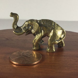 Miniature Figurine Brass Elephant Animal Metalwork Art #2