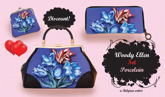 retro handbag set, vintage handbag set, Porcelain, christmas, gifts, gifts for her, Woody Ellen handbag,christmas gifts,christmas gift ideas