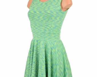 Midori Soft Knit Fit and Flare Sleeveless Crew Neck Skater Dress Green Comfort - 155257
