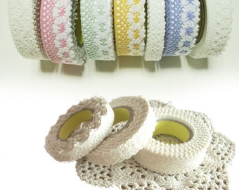 Adhesive deco fabric cotton lace tape 11 - 16 by J&Bobbin
