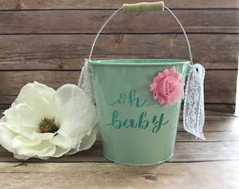Baby shower Bucket/baby shower Decoration/ mint green Bucket