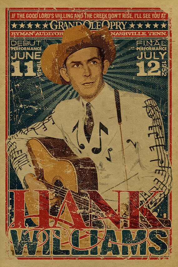 Hank Williams Sr poster. Grand Ole Opry. Ryman Auditorium.