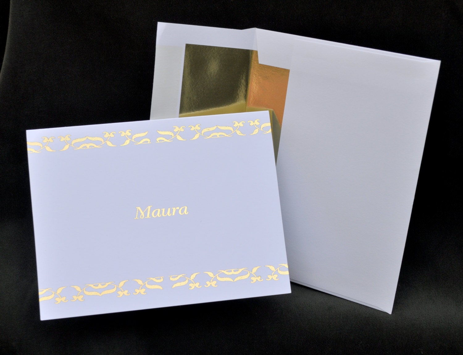 gold foil printed personalized note cards stationery set printed note cards online