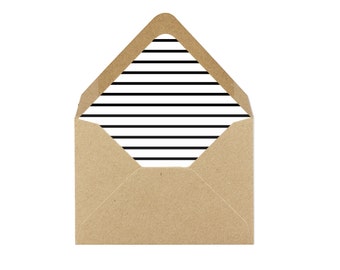 Printable Thin Black and White Striped Envelope Liner/Patterned Backer 8.5 x 11 - INSTANT DOWNLOAD