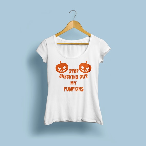 Halloween "Stop checking out my pumpkins" T-Shirts X-XL Available
