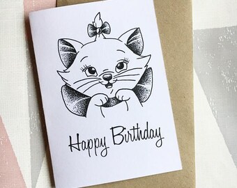 Marie Birthday Card, Aristocats Card, Marie Happy Birthday Greeting Card