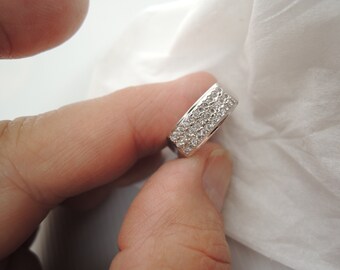 Anniversary or Right Hand Ladies or Gents Silver ring with Swarovski style Brilliant cut New Generation Crystal gems