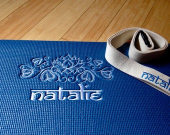 Custom Embroidered Personalized Yoga Mat With Lotus Design/Personalized Yoga Mat/Embroidered yoga mat