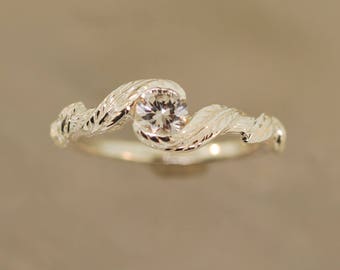 Cascading Leafs, Alternative engagement ring,branch ring,twig ring,engagement ring,sterling twig ring,moonstone ring,
