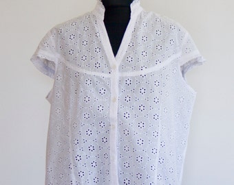 White blouse adlib / hippie blouse / white shirt / retro blouse / blouse oversize / ibizenca blouse / boho chic
