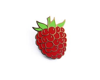 Raspberry Basket Enamel Pin - Fruit Lapel Pin // Hard Enamel Pin, Cloisonné, Pin Badge