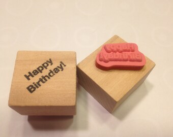 small Happy Birthday rubber stamp, 20 mm (A11)