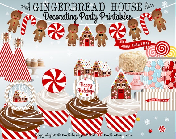 Gingerbread House Decorating Party Printables INSTANT