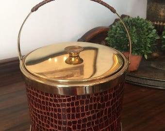 Vintage Faux leather ice bucket