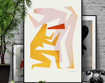 Touch me 3/4. Original illustration art poster giclée print signed by Paweł Jońca.