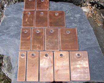 Copper (50) two hole tags 21 ga. (.032") 24 ounce, Finished Copper Blanks, READY TO STAMP, Hand Stamping Supplies, For Hand Stamping