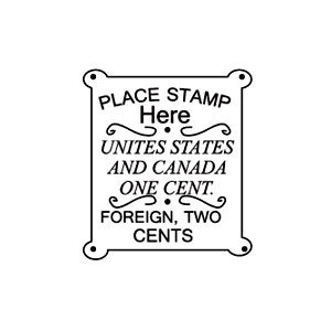 Vintage place stamp here rubber stamp faux postage stamp