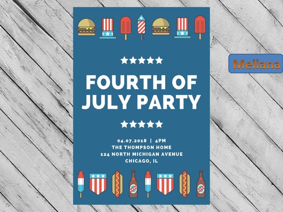 4th of july celebration fourth of july party invitation