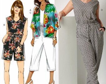 Sewing Pattern Women's Jumpsuit Pattern, Women's Kimono Jacket Pattern, Women's Romper Pattern, Butterick Pattern 6224