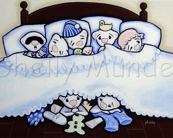 Mama's Bed - Ferret Art Print - by Shelly Mundel