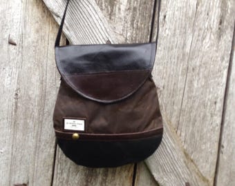 Small shoulder bag, canvas and leather