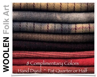Bundle #14;Hand Dyed Wool,Rug Hooking Wool;Applique Wool;Penny Rug Wool;Felted Wool;Fat Quarter;Fat Half Yard; 8 Color Bundle of Wool