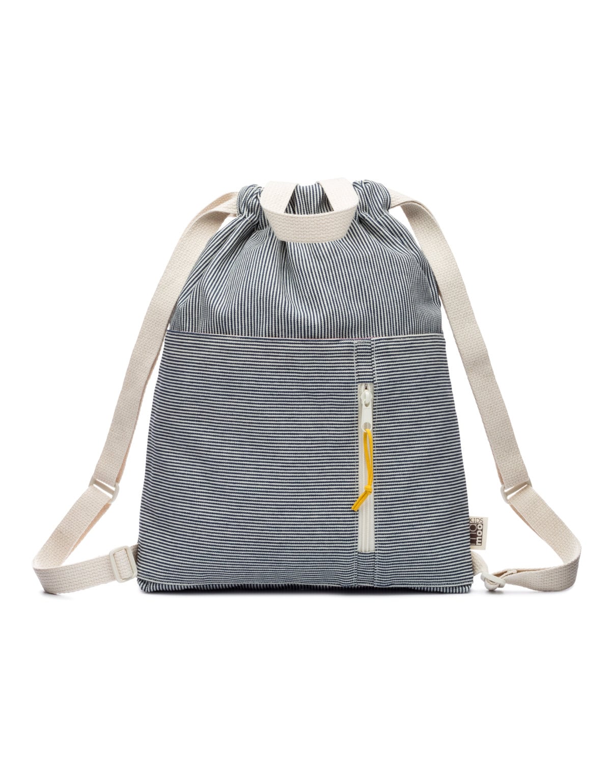 Denim Railroad Stripe Drawstring Kids Backpack Cotton