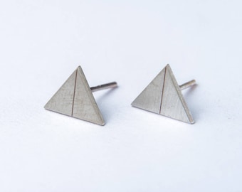 minimal silver earrings - geometric earrings - triangle earrings