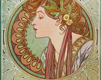 Art NOUVEAU Alphonse MUCHA ART Print named La Lauriel Laurel