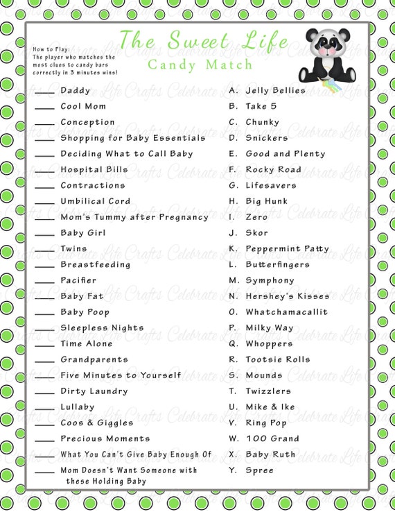 Impeccable image inside printable baby shower candy bar game with answers Massif image intended for printable baby shower candy bar game with answers