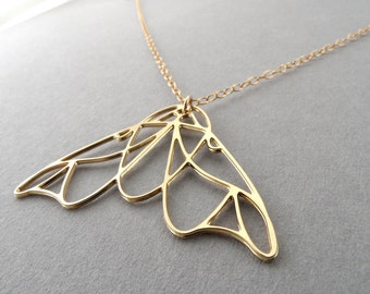 moth necklace moth jewelry gold moth necklace butterfly nature gift for her