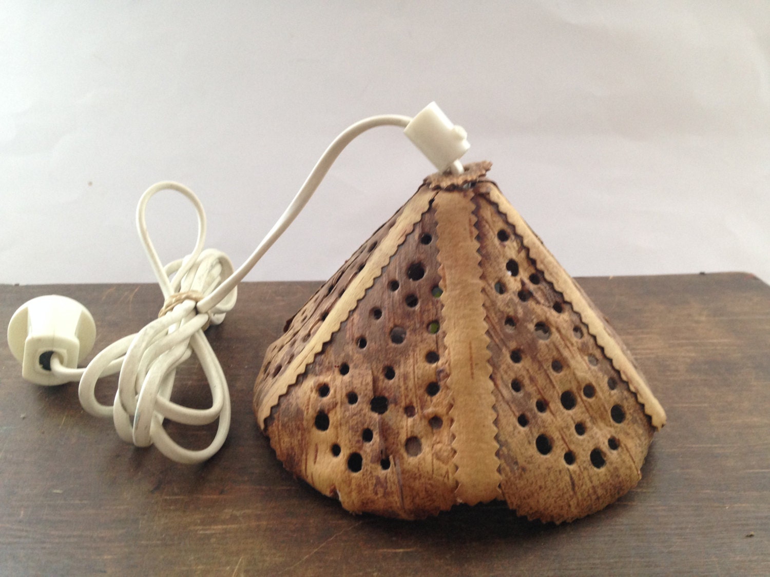 Swedish Birch Bark Lamp Hanging Shade Rustic Zoom