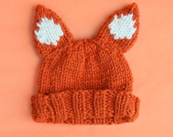 Knitting Kit: Beginners Super Chunky Fox Hat Pattern and Yarn
