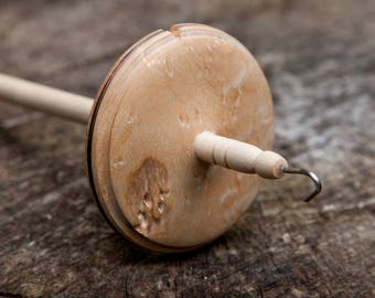 Bird's Eye Maple top whorl drop spindle - Wabi-sabi