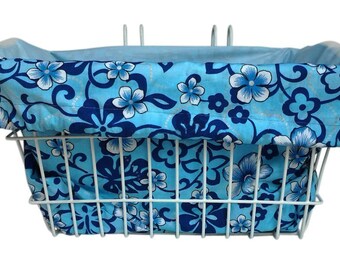Bike Basket liner Blue Hibiscus