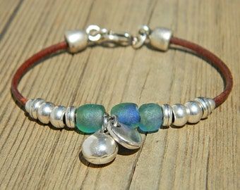 Women leather bracelet,leather bracelet,leather bracelet for women,beaded bracelet, silver plated,PV013