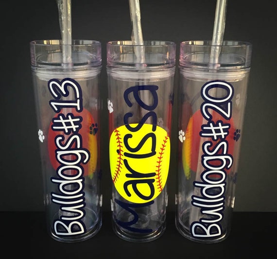 Items similar to Set of 9 Personalized Skinny Tumblers/Sports tumbler