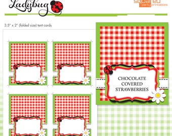 Ladybug Printables - Blank Buffet Labels - Tent Cards - Place Cards - DIY - Do-It-Yourself Printable - Red Ladybug - Instant Download